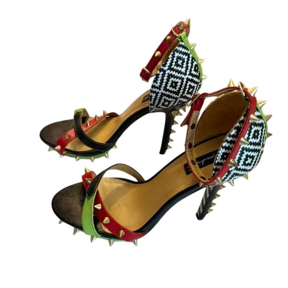 Alejandra G Azurine Sandals High Heels w/Gold-tone Spikes Women's 9